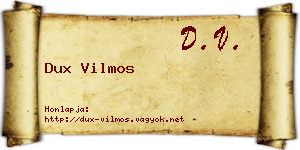 Dux Vilmos névjegykártya